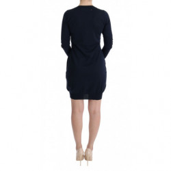 Abito a trapezio a maniche lunghe in lana blu - IT40-S