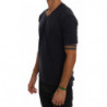 T-shirt scollo a V in cotone blu - S