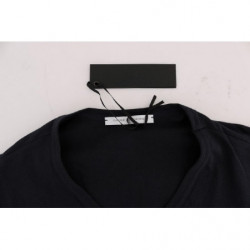 T-shirt scollo a V in cotone blu - S