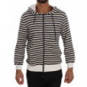 Maglione in cotone con cappuccio a righe bianche blu - S