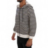 Maglione in cotone con cappuccio a righe bianche blu - S