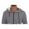 Maglione in cotone con cappuccio a righe bianche blu - S