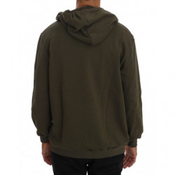 Maglione verde in cotone con cerniera intera - L