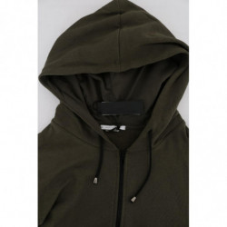Maglione verde in cotone con cerniera intera - L