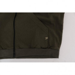 Maglione verde in cotone con cerniera intera - L