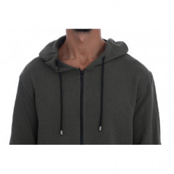 Maglione verde in cotone con cerniera intera - M