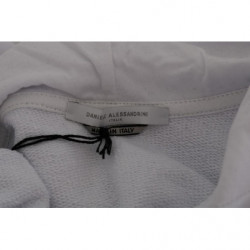 Maglione di cotone con cappuccio pullover bianco - L