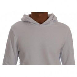 Maglione di cotone con cappuccio pullover bianco - XL