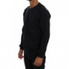 Maglione girocollo in cotone blu - L