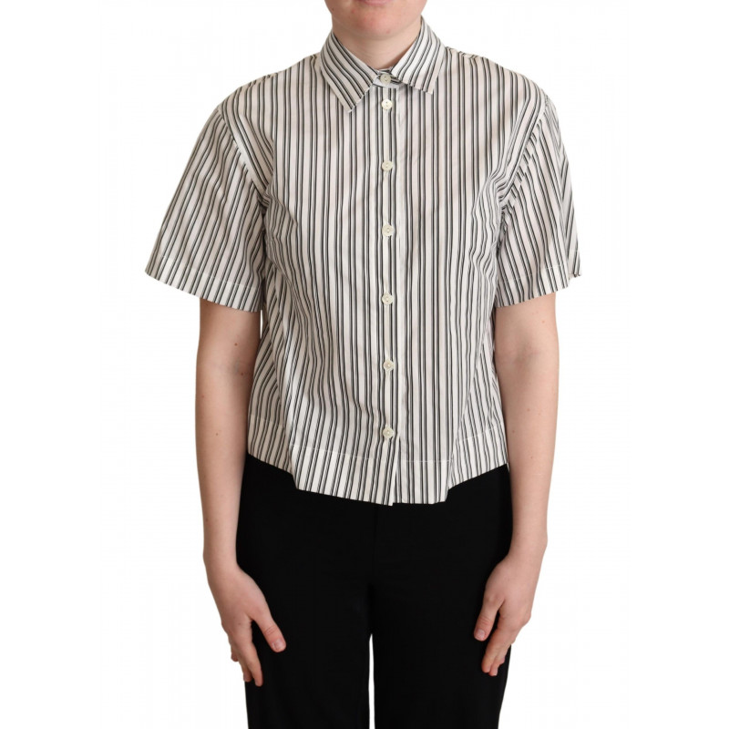 Top in camicetta con camicia a righe nere bianche - IT42-M