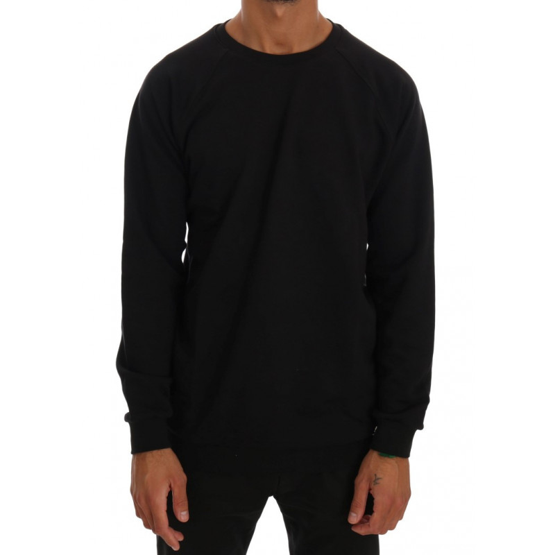 Maglione pullover in cotone girocollo nero - L