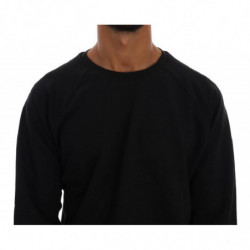 Maglione pullover in cotone girocollo nero - L