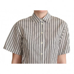 Top in camicetta con camicia a righe nere bianche - IT42-M