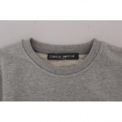 Maglione pullover girocollo in cotone grigio - S