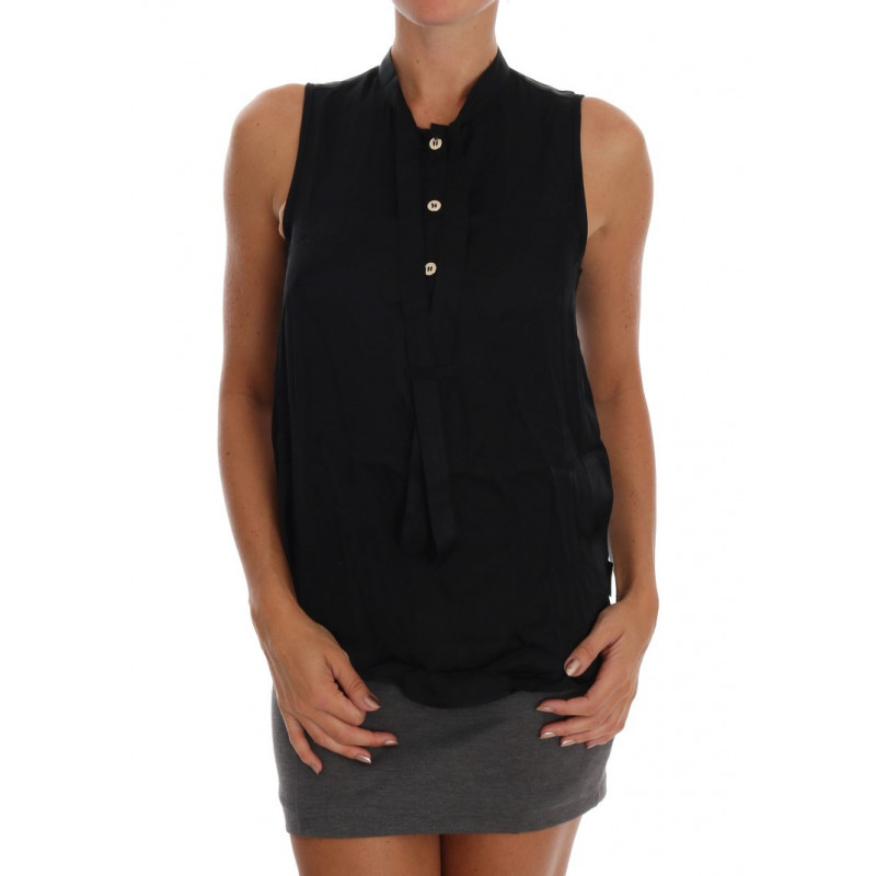 Top blusa in viscosa nera senza maniche - IT42-M