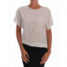 Top T-shirt in seta bianca a pois - IT40-S