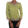 Top in camicetta elasticizzata in seta verde - IT38-XS