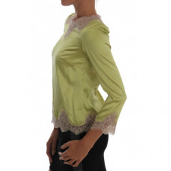 Top in camicetta elasticizzata in seta verde - IT38-XS