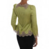 Top in camicetta elasticizzata in seta verde - IT38-XS