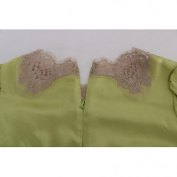 Top in camicetta elasticizzata in seta verde - IT38-XS