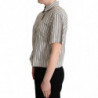 Top in camicetta con camicia a righe nere bianche - IT44-L