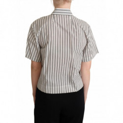 Top in camicetta con camicia a righe nere bianche - IT44-L