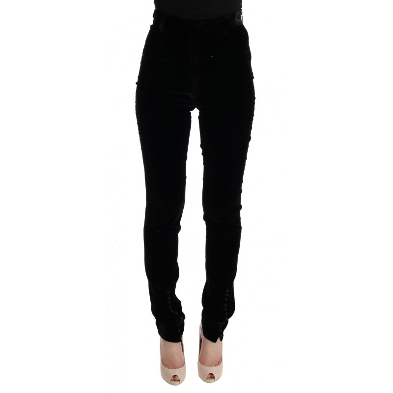 Pantaloni slim fit in velluto nero - IT42-M
