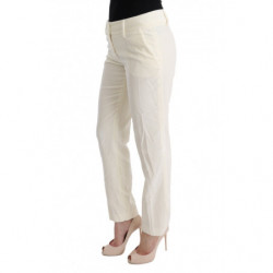 Pantaloni casual vestibilità regolare in cotone bianco - IT44-L
