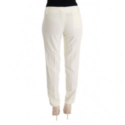 Pantaloni casual vestibilità regolare in cotone bianco - IT44-L