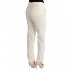 Pantaloni casual vestibilità regolare in cotone bianco - IT44-L