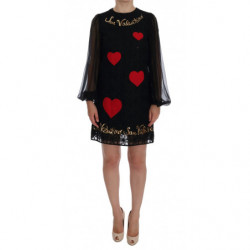 Abito a trapezio nero con paillettes San Valentino - IT38-XS