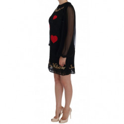 Abito a trapezio nero con paillettes San Valentino - IT38-XS