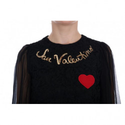 Abito a trapezio nero con paillettes San Valentino - IT38-XS
