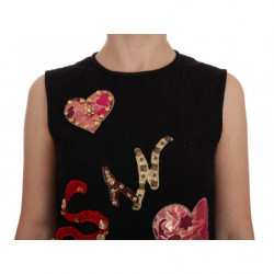 Abito a trapezio in cristalli San Valentino nero - IT36 - XS