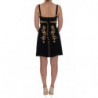 Abito a trapezio dorato elasticizzato in lana nera - IT38-XS