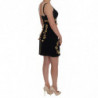 Abito a trapezio dorato elasticizzato in lana nera - IT38-XS