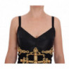 Abito a trapezio dorato elasticizzato in lana nera - IT38-XS