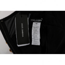 Abito a trapezio dorato elasticizzato in lana nera - IT42-M