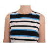 Abito a trapezio elasticizzato in seta a righe bianche blu - IT40-S