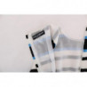 Abito a trapezio elasticizzato in seta a righe bianche blu - IT40-S