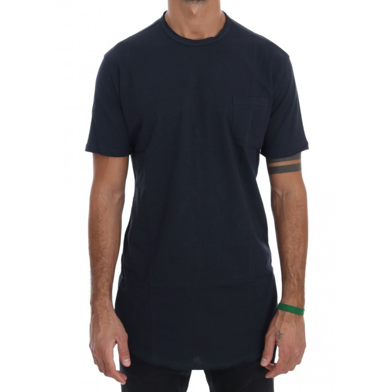 T-shirt girocollo in cotone blu - S