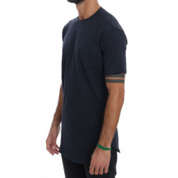 T-shirt girocollo in cotone blu - S