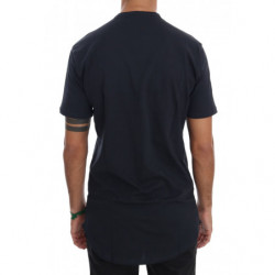 T-shirt girocollo in cotone blu - S