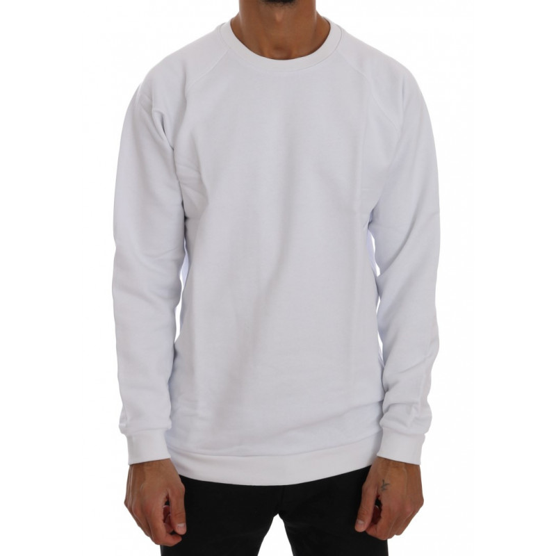 Maglione girocollo in cotone bianco - XL
