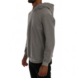 Maglione di cotone con cappuccio pullover grigio - L