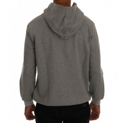 Maglione di cotone con cappuccio pullover grigio - L