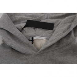 Maglione di cotone con cappuccio pullover grigio - L