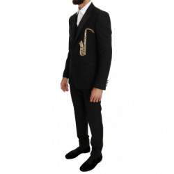 Abito slim fit per sassofono in lana nera e seta - IT46 - S