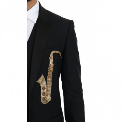 Abito slim fit per sassofono in lana nera e seta - IT46 - S