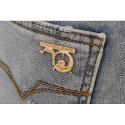 Jeans slim fit elasticizzati strappati con lavaggio blu - W26